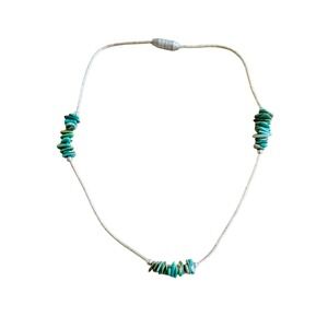 Anklet Bracelet Liquid Silver Blue Turquoise Chip Beaded 925 Sterling 9.5" VTG